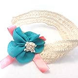ベビー ヘッドバンド ヘアバンド リボン レース ブルー フラワー カチューシャ