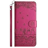 ALSDKEZI 対応 Samsung Galaxy S21 5G ケース 手帳型 可愛い 猫柄 ギャラクシー S21 5G SCG09 携帯カバー 蝶の花柄 スマホケース おしゃれ カード入れ 財布型 Galaxy S21 5G SC-51B カバー 動物柄 カード収納 スタンド機能 軽量 便利 内蔵マグネット式 紫赤 純色シンプルデザイン - Violet Red