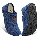 [Scurtain] シューズ スリッパおうちスリッポン かかとが踏める靴 レディース 可愛い 帯 リハビリ介護 靴 入院 靴 室内ばき メンズ 幅広 ダークブルー 23cm