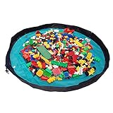 Zicac　おもちゃ収納袋　便利グッズ　収納 マット　お出かけに便利　45/102/150cm直径　ブルー/ワインレッド2色　お片付けかんたん　レゴ収納 (45cm, ブルー)