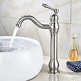 (Brushed Nickel)Rozin Deck Mount Bathroom Vessel Sink Faucet Single Lever Countertop Mixer Tap（ブラシ付き