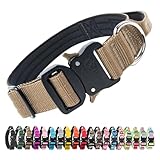 TSPRO プレミアムハンドル付き犬用首輪｜調節可・クイックリリース｜中型～大型犬用 (カーキ色 M)