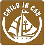 imoninn CHILD in car ステッカー　【マグネットタイプ】　No.13　ヨット　（ゴールドメタリック）