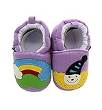 ユニセックスベビー新生児コットンファーストシューズソフトレインボー滑り止め冬Prewalkerの靴を秋 (13, パープル)