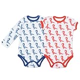 Mademoiselle papillon ベビー ロンパース 肌着 半袖＆長袖 スワロー 2枚組 【ネイビーレッド:90】