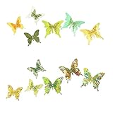Roser Life Artificial Butterfly Clips Handmade Boho Decorations Yellow Green (Pack of 12)【クリスマス】【ツリー