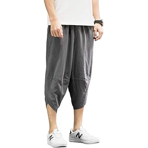 サルエルパンツ メンズ ワイドパンツ サルエル ゆったり 袴パンツ 大きいサイズ 7分丈 ズボンショートパンツ アラジンパンツ ハロンパンツ 春夏秋 無地 通気 綿 ブラック レッド グレー