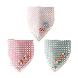Tortor 1bacha(JP) よだれかけ ベビー 赤ちゃん 女の子 3枚セット 蝶結び 花柄 綿100% 柔らかい ビブ スタイ 男の子 ドット柄 ストライプ 三角巾 新生児 出産祝い 男女兼用