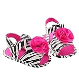 ベビーサンダル　赤ちゃんシューズ　靴　キッズ　女の子　花飾り　ストライプ　夏用　快適　 (S)