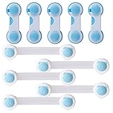 （10枚組）ベイビー　セーフティ　ロック、ARKTEK幼児　赤ちゃん用　ベビーガード ストッパー　3M粘着性プラスチック製　安全錠　ロック　ストラップタイプ　と　バックルタイプ二種類　工具不要　ドリル