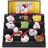 干支 置物 十二支セット/錦彩招福寿々十二支段飾り(土鈴・小) /毎年使える 縁起 町内会 敬老会 神社 寺社 年末 年始 家庭用 業務用