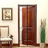 玄関網戸 虫よけ 断熱 自動式磁気カーテン ドア用メッシュ 取付簡単 ブラック 100×210cm