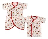 ( チャックル ) chuckle * ボンシュシュ * ボーダー 新生児 コンビ肌着 & 短肌着 2枚組 レッド 50-60cm P6025-00-21
