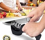 Sanato 包丁研ぎ器 3段階研磨方法 手動研ぎ器 セラミックロール シャープナー ダイヤモンド砥石 ステンレス鋼 ホームキッチン用 （黒）