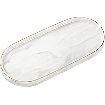 大理石調の強化セラミック製アクセサリートレー - 2枚セット 大理石調の強化セラミック製アクセサリートレー - 2枚セット