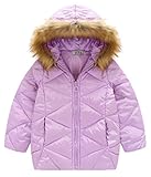 (トヨベイ)Toyobuy 子供 中綿 コート キッズ ロング ブルゾン 女の子 ジャケット フード付き 防風 パープル 150