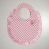 ［カーリーコレクション］Curly Collection Baby Bib フリフリよだれかけ くまワッペン レッドドット