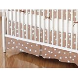 SheetWorld - Crib Skirt (28 x 52) - Cloudy Stars Camel - Made In USA by sheetworld