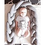 Domybest ベビーベッドガード 赤ちゃんサイドガード ソファークッション ノットクッション結び目 抱き枕 ベッドフェンス ロング 柔らかい 部屋飾り 撮影小物 出産祝い シルバー