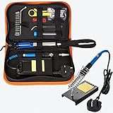 RaiFu はんだごてセット　作業ツール 　ツールキット　電気　作業道具セット　アイロン　セット　耐熱性　はんだこて　ツール　キット　修復ツール　布の収納袋　60W オレンジ布袋14個セット110V米