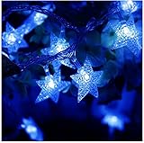 庭園、ガーデン、結婚式、クリスマス、クリスマス、バッテリ駆動、ストリングスライト、40個スターは、LEDストリングlight.4Mが長い2つのモデルを造形（フラッシュ/定常） (藍色の)