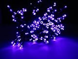 LED ソーラー イルミネーション 太陽発電 200球 点灯2パターン 防雨 屋外 クリスマス イルミ 自動ON/OFF (パープル)