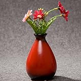 復古窑变釉陶器花瓶　ミニ新古典花瓶　花道茶道　茶卓の置物インテリア　プリザーブドフラワー花瓶 　家庭用レトロセラミック花瓶　エナメル小さな花瓶(レッド)