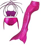 ガールズ 水着 人魚 3点セット マーメイド テール 夏 キッズ 子供 ベビー コスチューム 人魚姫 着やせ 海 泳ぎ みずぎ 可愛い スイムテール カジュアル ファッション ( 120 パープル +