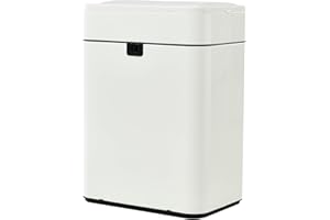 HIROHRTV ゴミ箱 自動開閉 50L センサー式 蓋付き ステンレス製 ダストボックス 非接触 大型 大容量 スリム 密閉 防臭 キッチン リビング オフィス 室内用 介護 生ゴミ おむつ 縦型 センサーゴミ箱 (白)