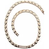 Grandoin(TM) ゲルマニウム ネックレス ヘマタイト ジルコン ステンレス ローズゴールド