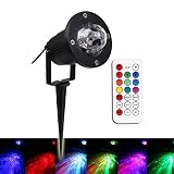 Eisuiyi LED ガーデンライト 防水 ウオーター・ウェーブ オーシャン図案 LED プロジェクションライト 室外用 LED 挿地ランプ LED 火炎ランプ 多彩 リモコン付き ステージ/パーテ