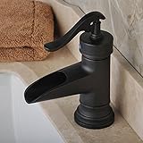 Hiendure® Waterfall Spout Oil Rubbed Bronze Bathroom Sink Faucet Deck Mount One Hole Mixer Tap [並行輸入