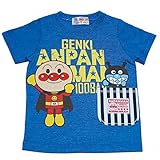 2017年 夏物 アンパンマン 天竺 ポケット柄プリント 半袖Ｔシャツ Anpanman ブルー◇90cm