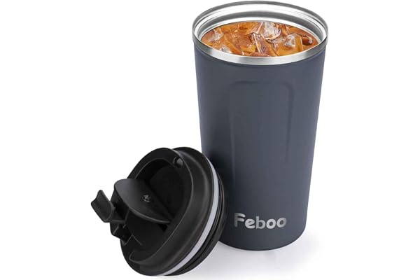 Feboo タンブラー 380ml / 510ml ステンレス製 コーヒーカップ|6〜8時間 保温・保冷|タンブラー 蓋付き・防漏設計|オフィス・車内・日常使いに最適 (青色, 510ML)