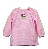 子供用 幼児用 スモック ギンガムチェック柄 アップリケ 幼稚園 保育園 キッズ用 (110, ケーキ・ピンク)