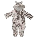 赤ちゃん・ベビー用 タイガー トラ柄 耳付フード 冬用あったか フリース スノースーツ ロンパース オールインワン つなぎ カバーオール (新生児) (タイガー)
