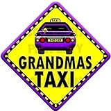 GRANDMAS TAXI (like baby on board sign) Non Personalised novelty baby on board car window sign. by J