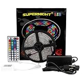 SUPERNIGHT LED Strip Lights 5-Meter Waterproof Flexible Color Changing RGB SMD5050 150 LEDs Light St