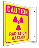 Accuform Signs PSP771 Projection 90D Sign, Legend "CAUTION RADIATION HAZARD" with Graphic, 8" x 8" P