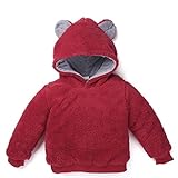 女の子 子供服 Karchi パーカー　厚手　可愛い　無地　フード付き　ジャケット　 　子供誕生日　出産祝いプレゼント　入園式着 卒園式着　誕生日着　お出かけ着　七五三着 発表会着 (100, 赤)