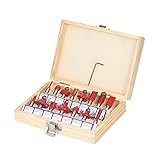 KKmoon 15個セット フライスカッター ルータビットセット 8ｍｍシャンク 木工カッター 彫刻 切削 木工工具