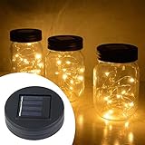 Pawaca イルミネーションライト ストリングスライト ガラスソーラーライト 置物ライト Mason Jar メイソンジャー 10 LED ライト ソーラー充電可能 ライブ応援グッズ 装飾用 インテ