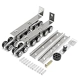 ILS - 2 pieces Stainless Steel Sliding Wooden Door Closet Track Pulley Hanging 12 Wheel