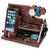 木製電話ドッキングステーション 誕生日プレゼント 男性 腕時計 スタンド メガネ置き スイッチ スタンド キーオーガナイザー 彼氏 ボーイフレンド 夫 父親 誕生日プレゼント 記念日 クリスマスプレゼント