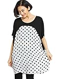【MIKA&MAYA】 マタニティ 半袖 チュニック シャツ ブラウス 水玉 ドット レディース (ホワイト フリーサイズ)