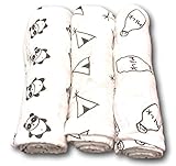 Baby Swaddle Receiving Blankets - 100% Organic Muslin Cotton - Unisex - Large 47 x 47 size - 3 Pack,