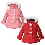 (レッド/90cm)ベビー服 女の子 アウター フルジップ コート UZULAND ウズランド 中綿 撥水加工 シャーリング 着脱式ファー付きフード リボン 女児 ベビー