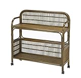 (送料無料) キャスター付き　籐(ラタン)飾り棚　W-686B (251026)(IE)romantic rattan (代引不可) (ms)