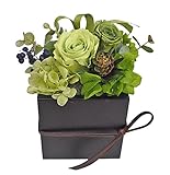 フラデコ 和風プリザーブドフラワー 「源氏」 (グリーン)クリアケース付き