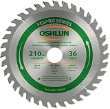 Oshlun SBFT-210036 210mm 36 Tooth FesPro General Purpose ATB Saw Blade with 30mm Arbor for Festool T